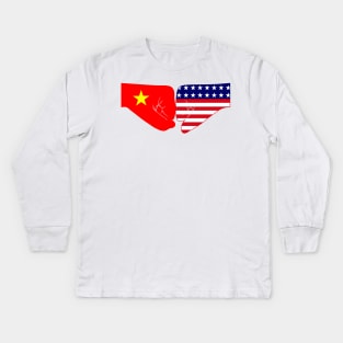 Vietnam & USA Fist Bump Patriot Flag Series Kids Long Sleeve T-Shirt